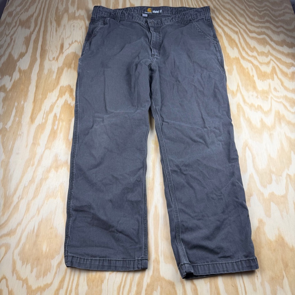 Carhartt Mens Relaxed Fit Canvas Work Pants Charcoal Gray 40x30 Utility Trousers